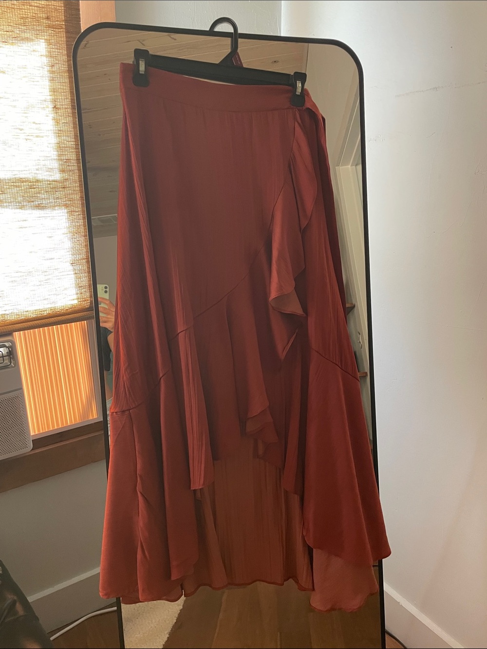 Women's Rust Ruffled Flowy Wrap Skirt - Anthropologie/Maeve